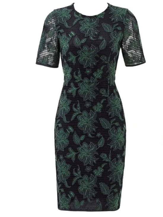 Tory Burch Dresses & Skirts - NWOT Tory Burch Black Green Floral Embroidered Mesh Sheath Dress Sz 6 Org $400